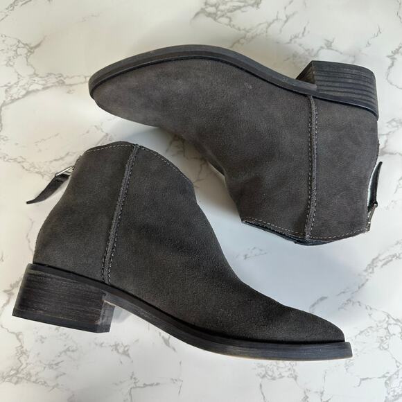 Dolce Vita Tucker Ankle Booties Dark Gray Womens Size 6.5 Suede Leather Mid Top - Picture 5 of 7
